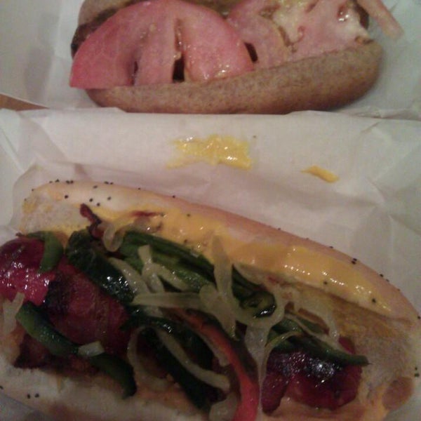 I couldnt decide so I went with both the Bacon Wrapped Dog and Chicken Apple Gouda Sausage.