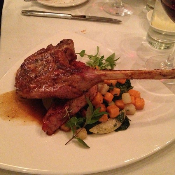 Pork chops = order right now. Beautiful cut of meat that melts in your mouth over a plate of deliciousnessness.