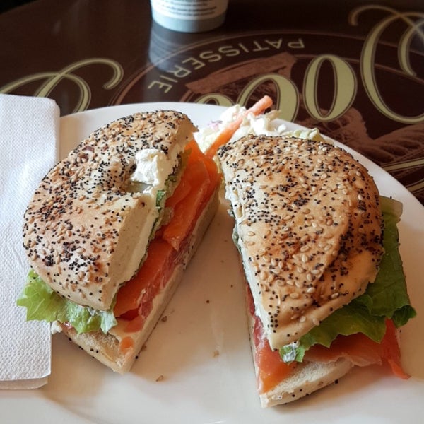 We tried the smoked salmon bagel and Swiss n ham croissant.        cozy and excellent place for breakfast.
