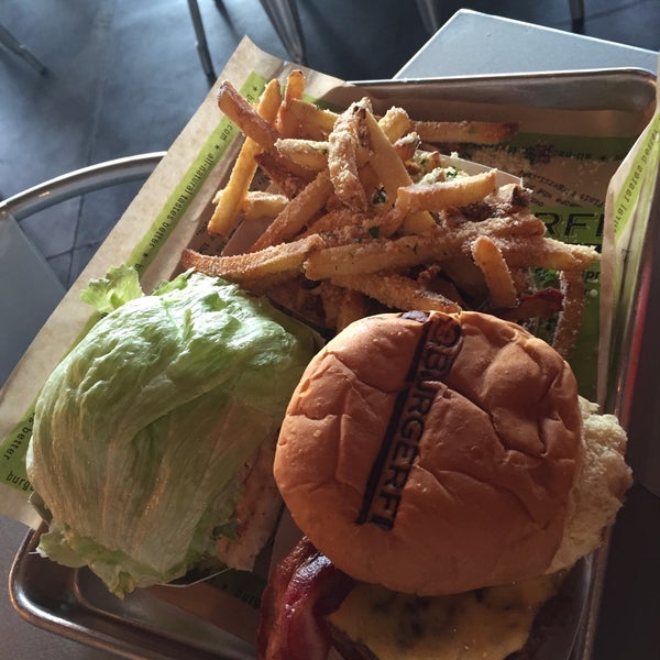 All natural ingredients and the option to lettuce wrap your burger instead of the bun. Try the parmesan herb fries and the custard for dessert!