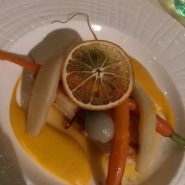 Halibut with orange blossom and saffron (winter 2018 menu)