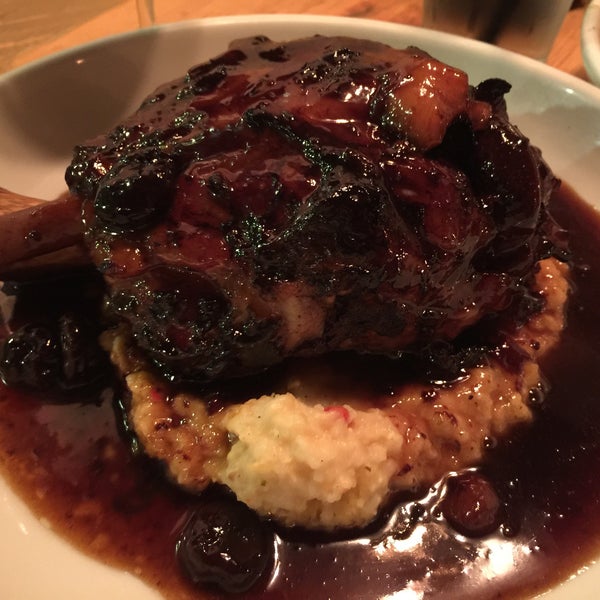 The pork shank on grits with dried cherries! To die for.