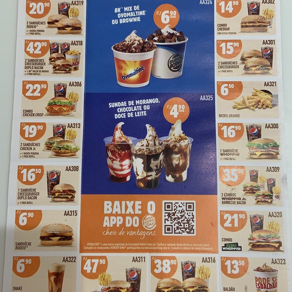 Burger King®  Burger King® Brasil - Cardápios