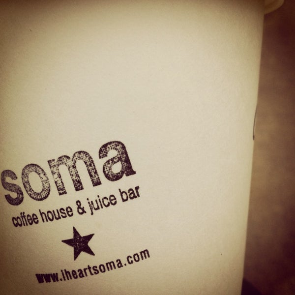 Photo taken at Soma Coffeehouse &amp; Juice Bar by J P. on 1/15/2013
