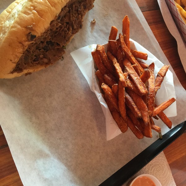 Photo taken at ForeFathers Gourmet Cheesesteaks &amp; Fries by Micaela C. on 6/26/2015