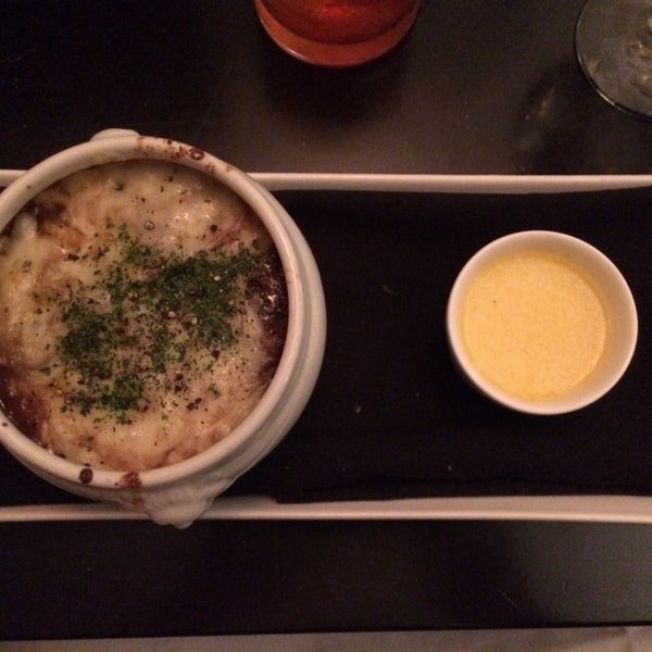 The french onion soup had molten brie on the side, I didn't even know such a thing existed.