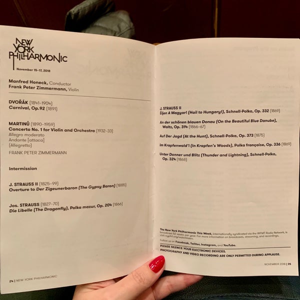 11/16/2018에 Vicki B.님이 New York Philharmonic에서 찍은 사진