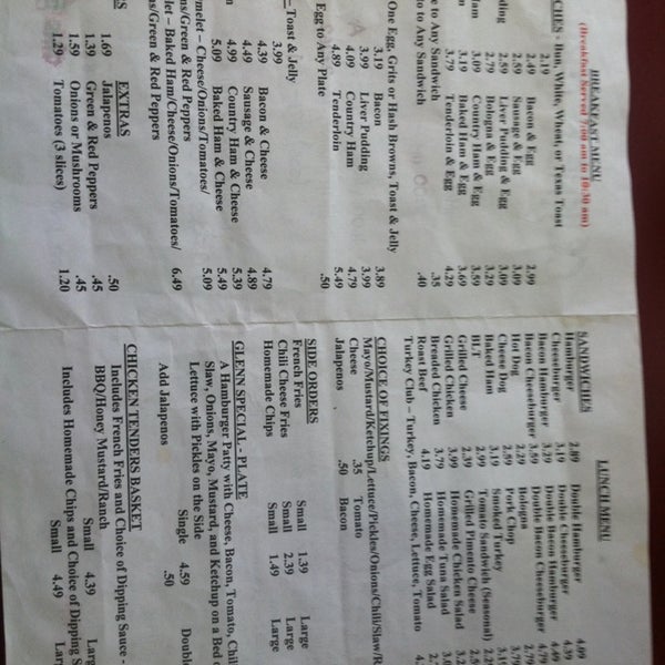 Corner grill sale menu