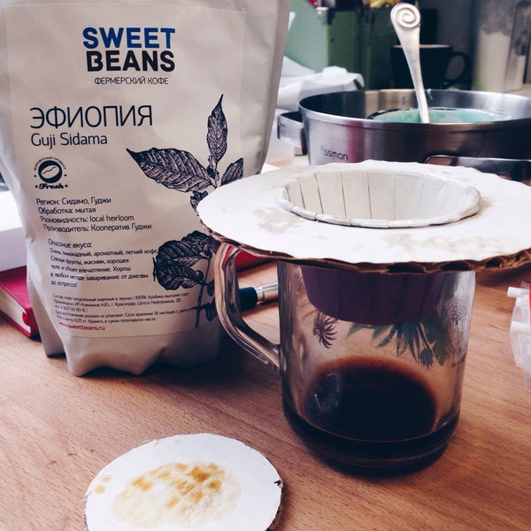 Самодельный капельный мини пуровер показал отличный результат! ;) пробуем кофе от СвитБинс "Эфиопия Гуджи"