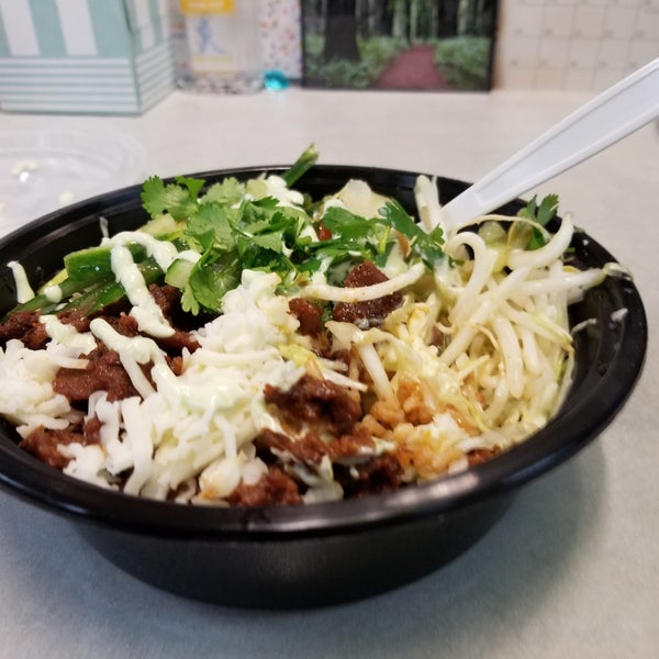Here is a rice bowl. It was good, but I asked for mild. The  salsa/Pico had gotten pretty hot from the jalapeno.