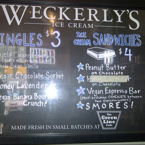 You absolutely MUST get a Weckerly's ice cream cup or sandwich. Small batch artisanal ice cream made on-site. It's AMAZING!!