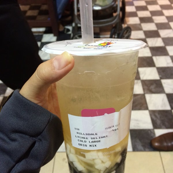 Lychee Delight with boba noodles and boba added! very sweet and refreshing