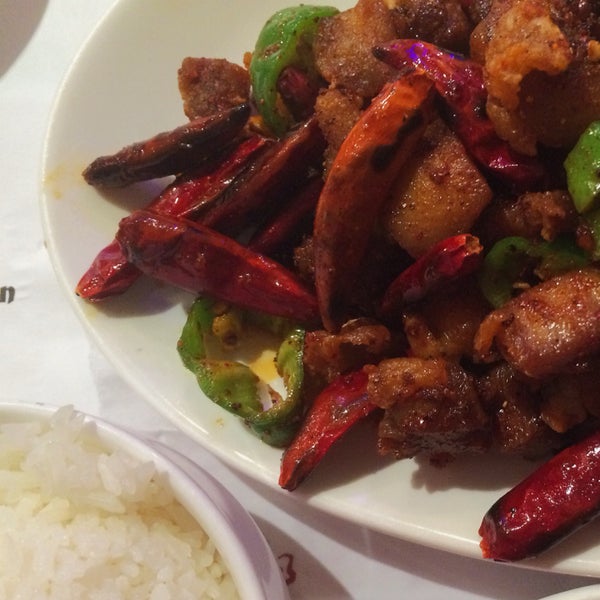 The new kid on the Szechuan block. Dry spicy chicken with peppers was so good!