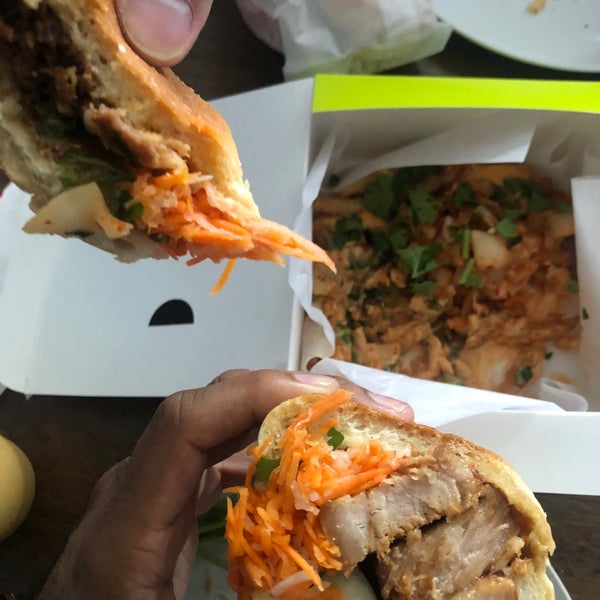 Kimchi fries and the pork bahn mi. They’re beautiful.