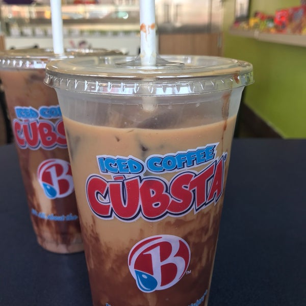 Get the iced coffee with cubstas and u-bet. The cubstas are ice cubes made from frozen coffee, so they don’t water down your drink. U-bet is a chocolate-y syrup. So good!