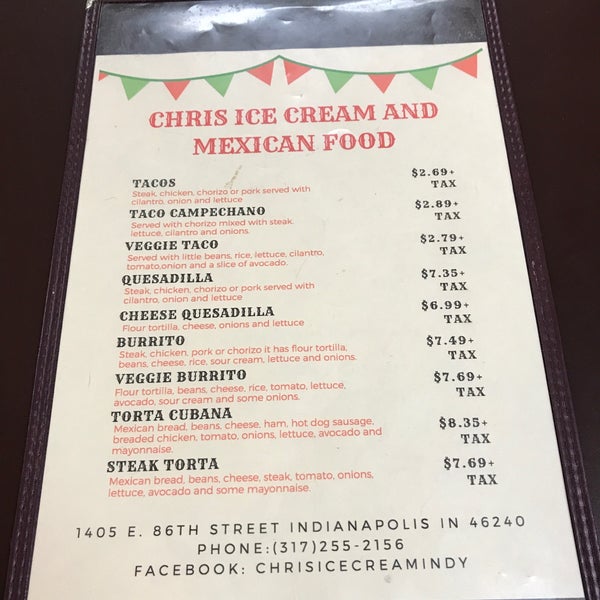 Chris's Ice Cream and Mexican Food Nora Far Northside