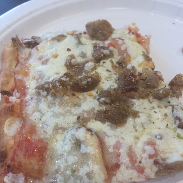 Overpriced and bland. $7.50 for one sausage slice.