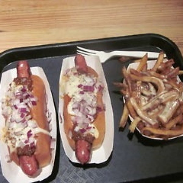 Photo taken at Bark Hot Dogs by L. V. on 1/3/2013