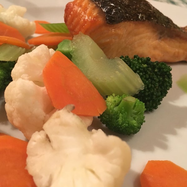 Salmon with steamed veggies