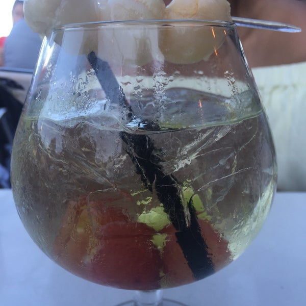 You know you have to try the white Sangria, every second person is drinking it and that's because it's GOOD! Lovely 5á7 terrasse with unbeatable views!