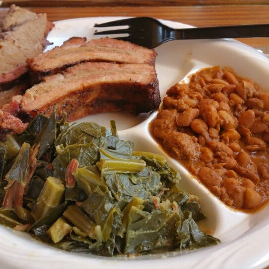Baby Back Ribs with Collard Greens and Chilli Beans very tasty!