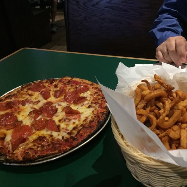 Pizza and curly fries