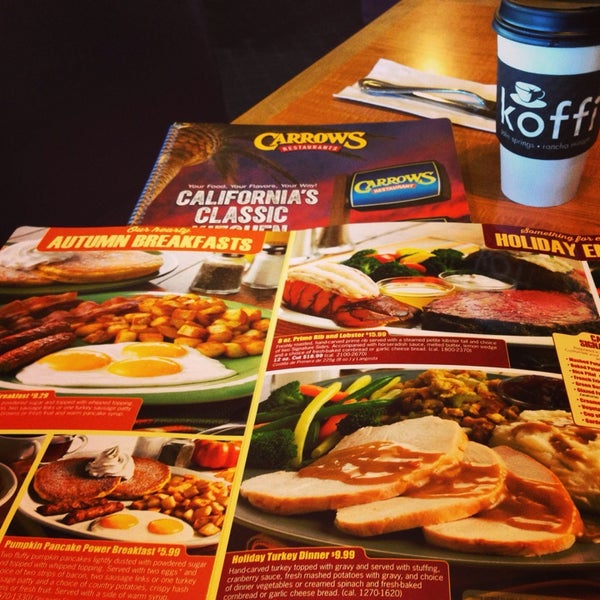 Carrows Restaurant Menu Meal