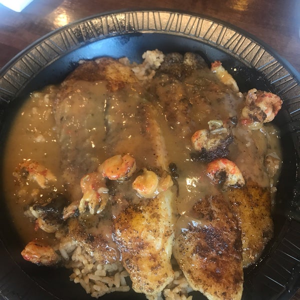 The smothered catfish is great. I got it with blackened instead of fried. The dirty rice is fantastic, too.