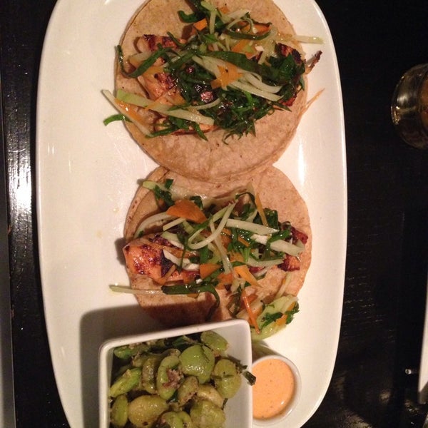Grilled salmon tacos special for NuLu neighborhood nights were amazing and quite the steal