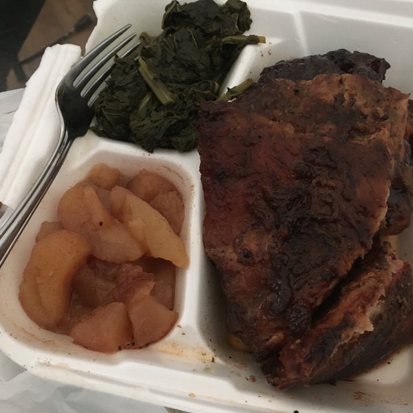 Ribs, turnip greens, Mac n chz, and fried apples all magnificently seasoned and cooked to perfection. 😋😋😋😋😋😋😋😋😋😋+😋 to grow on! Our new dinner place!!! GO HERE WHEN VISITING NASHVILLE!!!!
