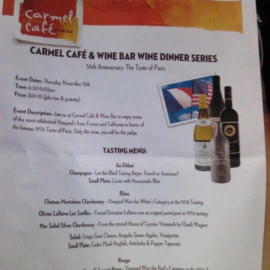 Photo taken at Carmel Café &amp; Wine Bar by Traci H. on 10/26/2012