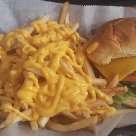 Jr burger (pops burger), cheese fries. Damn good. Super filling.