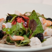 Chef Antonio Mermolia came up with his shrimp salad with onion gelato on a hot day in July when he was trying to create a refreshing yet out-of-the-ordinary dish.