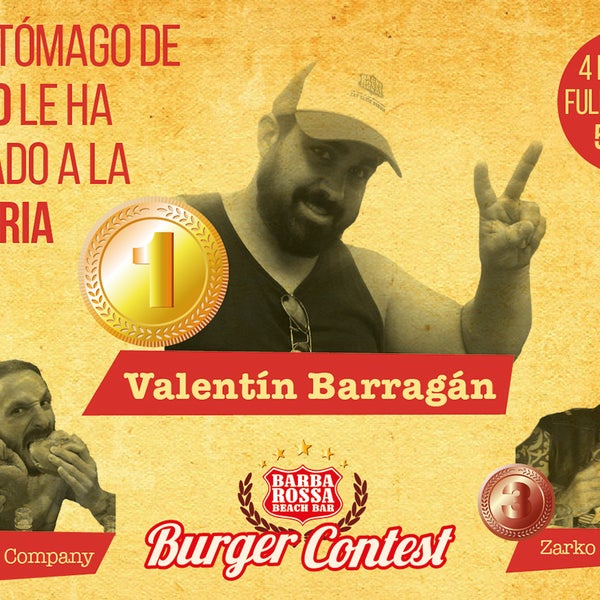 6 grandes comedores de burgers ante 4 FULL EQUIPS y 1 ganador: Valentín Barragán,se los zampó en 54 minutos. Gracias a todos los participantes y asistentes, ¿qué otra cosa nos inventaremos ahora?
