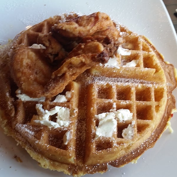 Chicken and waffle was outstanding. The chicken was fried perfectly and the waffle was crispy on the outside and tender on the inside. The lattes are alway great