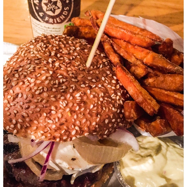 One of the best burger and sweet potato fries I've eaten! An absolute treat! The goat cheese burger is off the hook!!