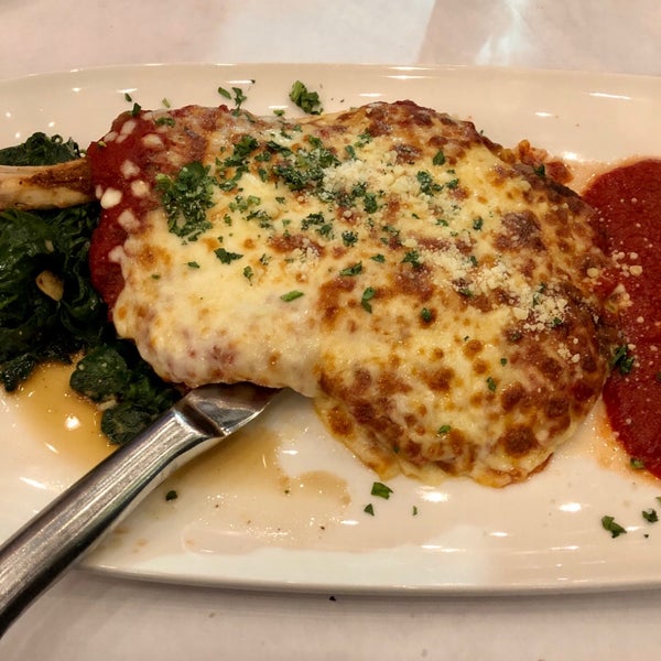 GREAT authentic old school Italian food. The bone-in veal chop parmigiana (pic) is AMAZING, so tender & delicious with perfect flavor.  Angel-hair pasta w/ meat sauce is very good. Bread pudding 👍👍