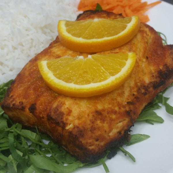 grilled salmon with orange sauce