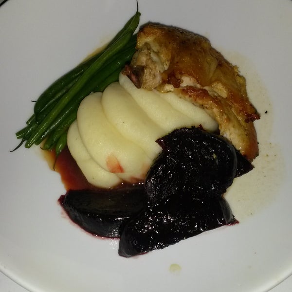 Try the Roasted Breast of Organic chicken, with beets and mashed potatoes. #HudsonValley #RestaurantWeek