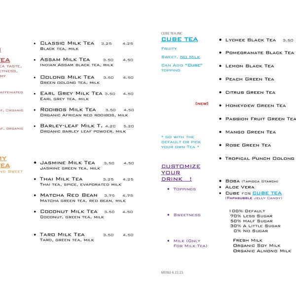 Here is the most recent menu. Enjoy!