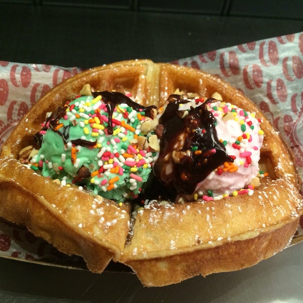 Waffle ice cream sandwich is great.