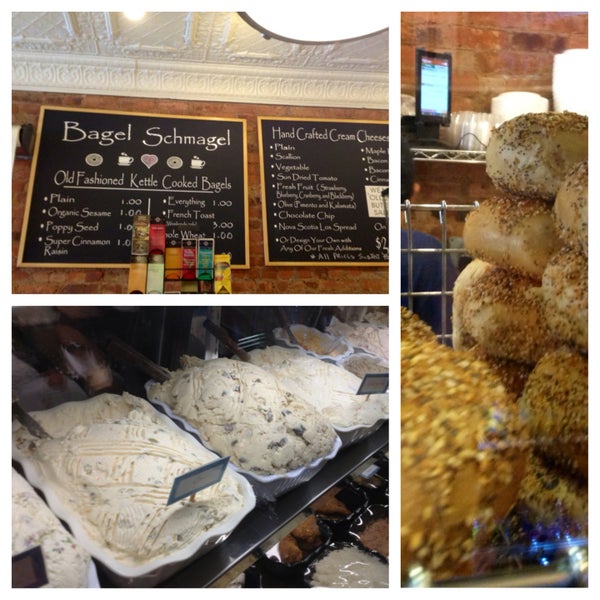 Amazing bagels and cream cheeses.