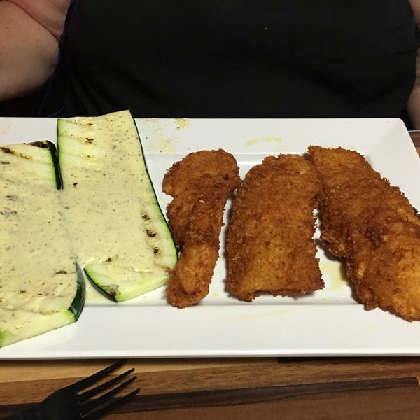 The Fish & Chips, hold chips & add grilled zucchini.