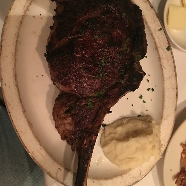 Food portions were tremendous. I mean what steak house can boast a 38oz bone in rib eye?  Problem was although it was a great cut it lacked flavor.  Even adding salt to it it was bland.