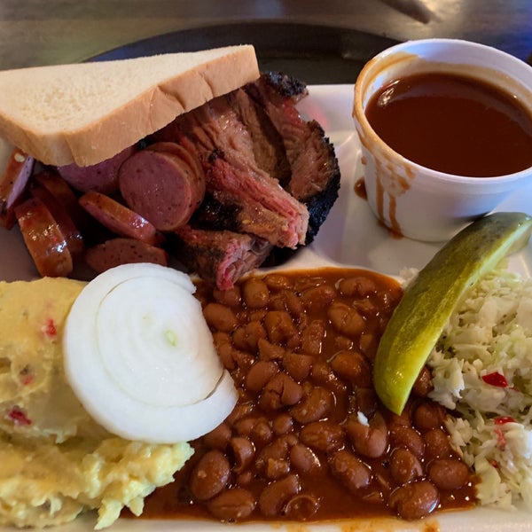 One of the best spots for BBQ in Ft Worth. Brisket is outstanding and gotta love those beans. Regular Sausage is a little bland and not as flavorful so you may want to go with the Jalapeño Sausage.