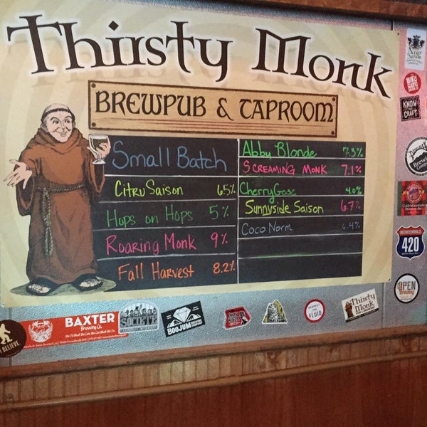 Photo taken at Thirsty Monk Brewery &amp; Pub by James T. on 10/12/2015