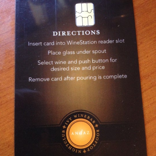 Get yourself a wine card and pour away!