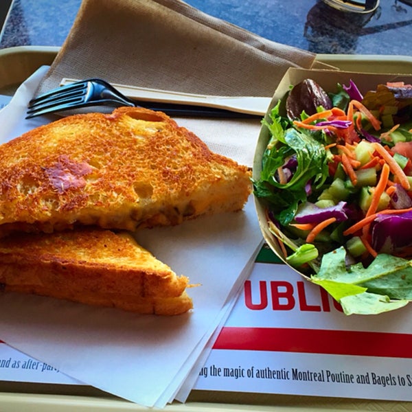 One of the best grilled cheese sandwiches I've ever had. The cheese oozes out + the bread is perfectly crispy + buttery. Caramelized onions took it to the next level + salad was perfectly dressed.
