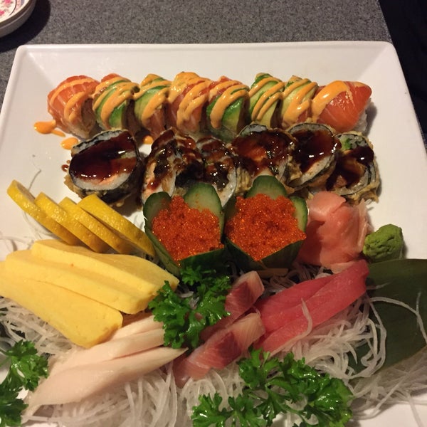 I liked the spicy noodles, but my companions loved the plate of sushi they shared (pic)