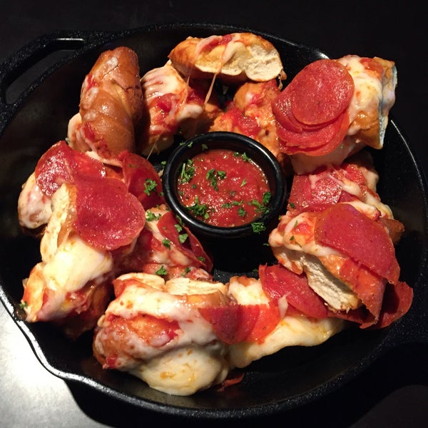 The pepperoni pretzel pull-apart is a decent snack while having drinks and playing games.